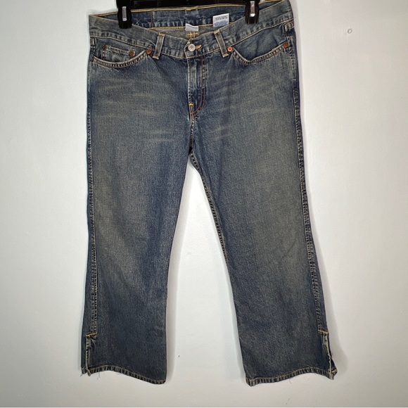 Lucky Brand Denim - Lucky Brand Womens Dungarees Crossover Crop Denim Jeans Size 12/31